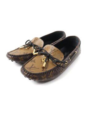 Louis Vuitton Gloria Line Monogram Reverse LV Leather Driving Shoes Slip-on